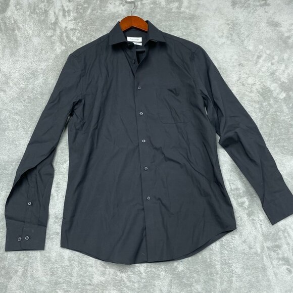 Calvin Klein Mens Black Button-Down Dress Shirt Size M Regular Fit a1374 - Picture 1 of 6